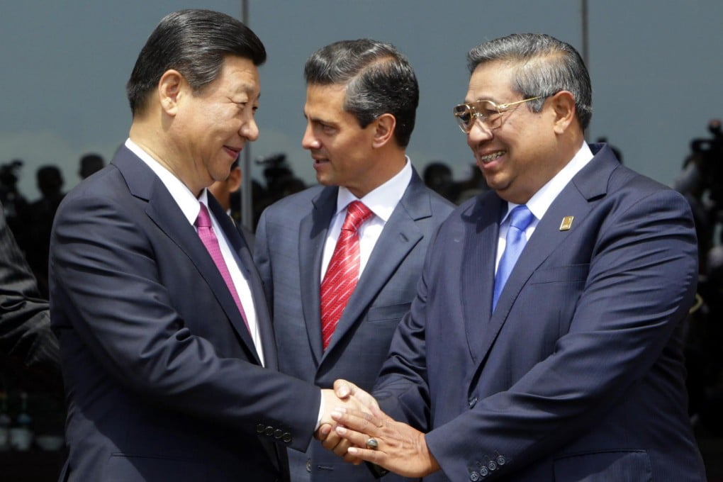 President Xi Jinping, at his meeting with President Susilo Bambang Yudhoyono, has called for an infrastructure-dedicated bank. Photo: EPA