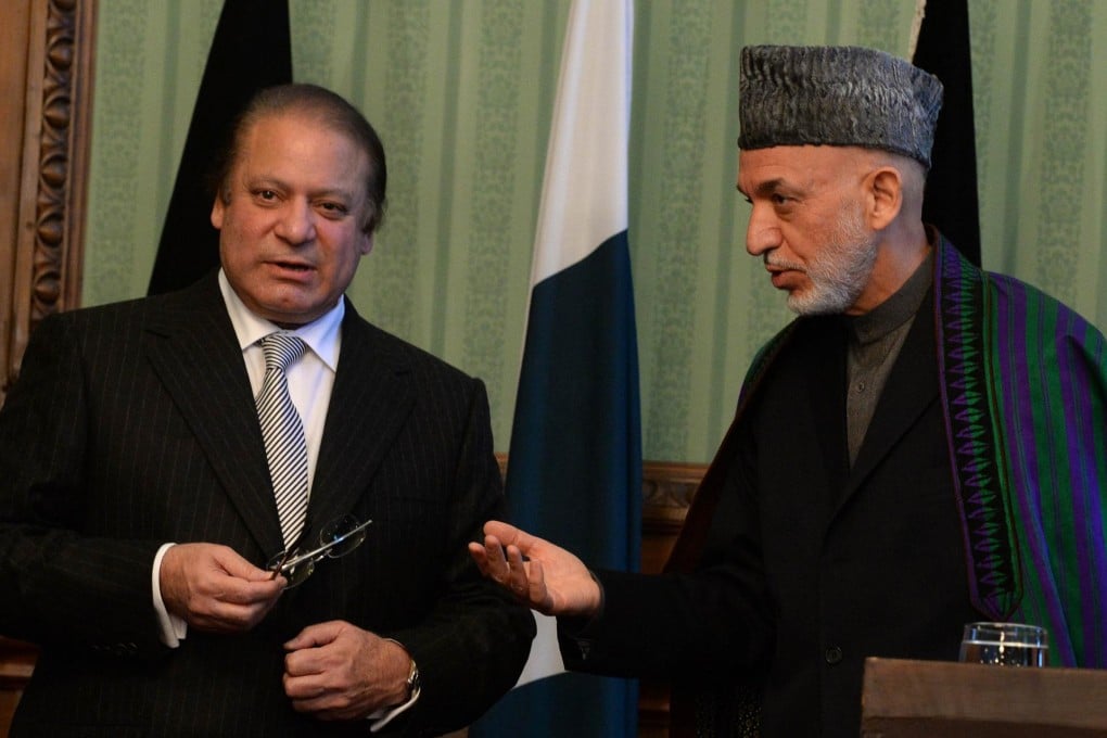 Pakistan's Nawaz Sharif (left) meets Hamid Karzai in Kabul. Photo: AFP