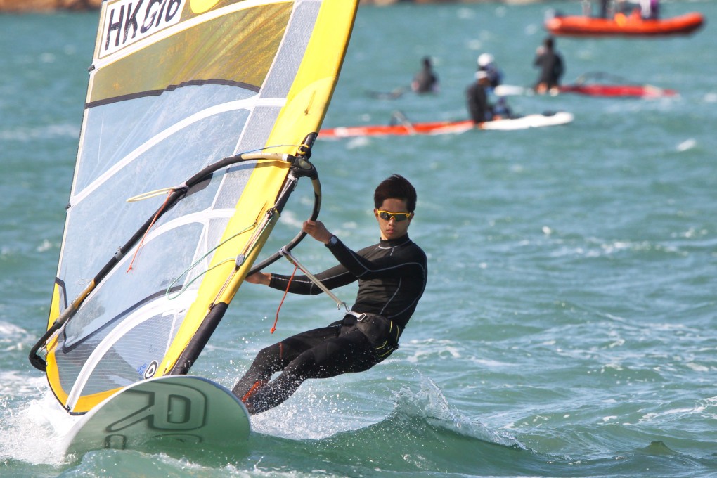 Michael Cheng Chun-leung competing in the 2013 Asian Windsurfing Championships in Stanley. Photo: Edward Wong