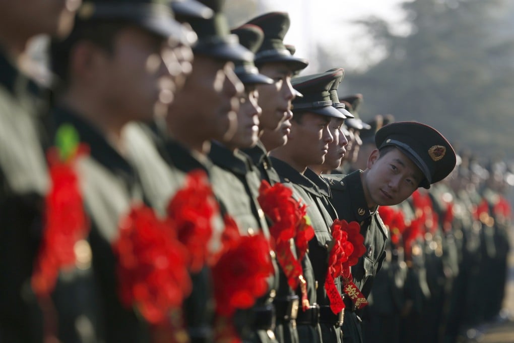 PLA veterans attend a farewell ceremony. Photo: Reuters