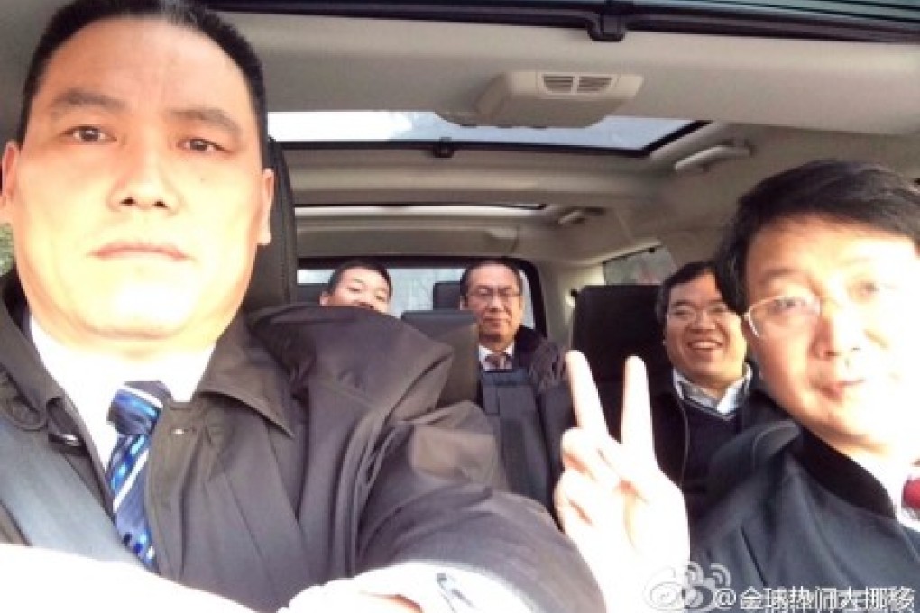 The defence lawyers at the landmark trial in Xinyu of three members of the New Citizen's Movement on Thursday. Screenshot via Freeweibo.