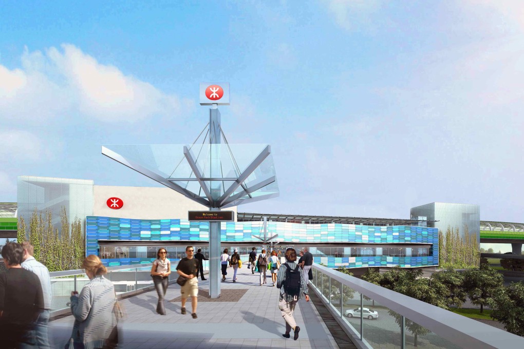 The Ocean Park station's contoured blue glass exterior will reflect an ocean theme. Photo: MTR Corporation