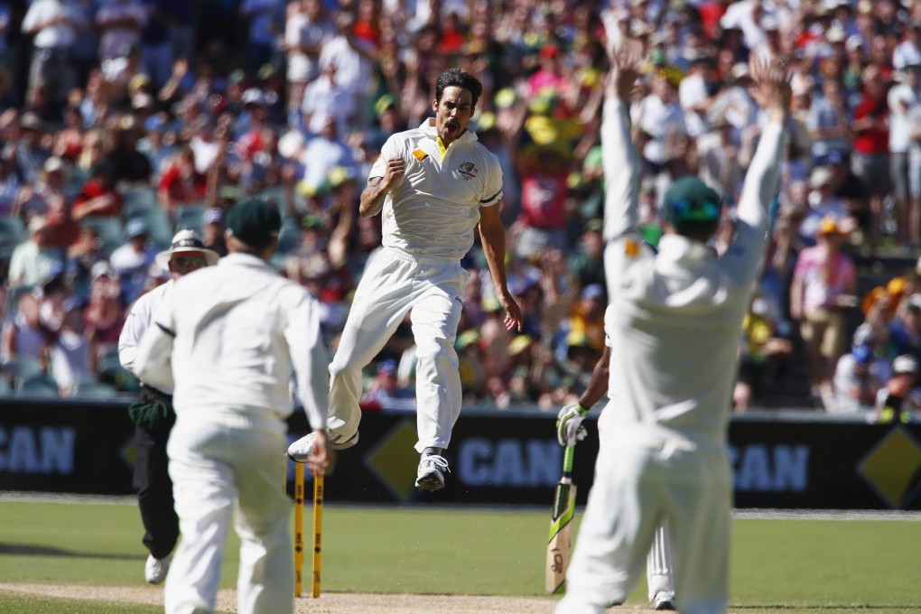 Expect more of the same: Mitchell Johnson takes another English scalp during the second test in Adelaide. Photo: Reuters