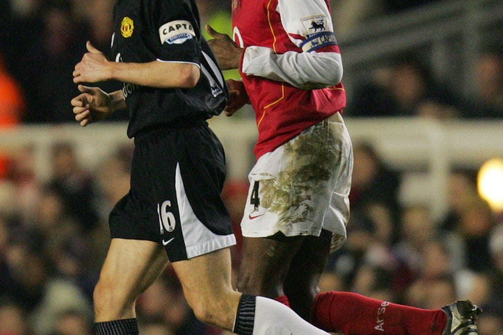 Manchester United captain Roy Keane and Arsenal counterpart Patrick Vieira take to the field after the tunnel fracas in 2005. Photo: Reuters