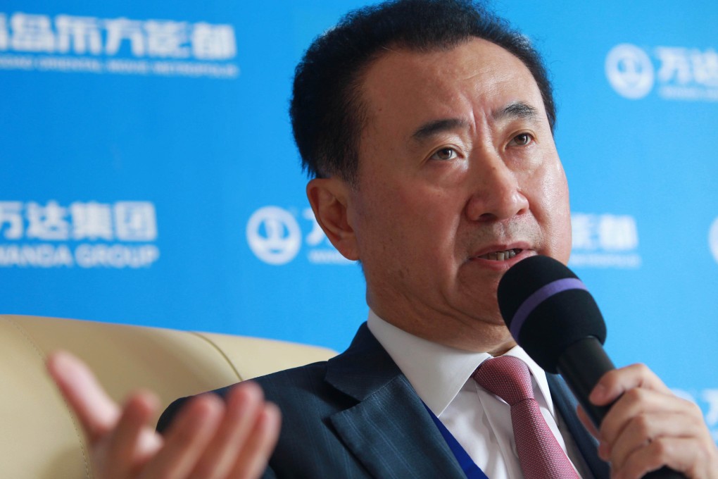 Wanda Group chairman Wang Jianlin speaks to the press after the launching ceremony of Qingdao Oriental Movie Metroplis. Photo: Simon Song