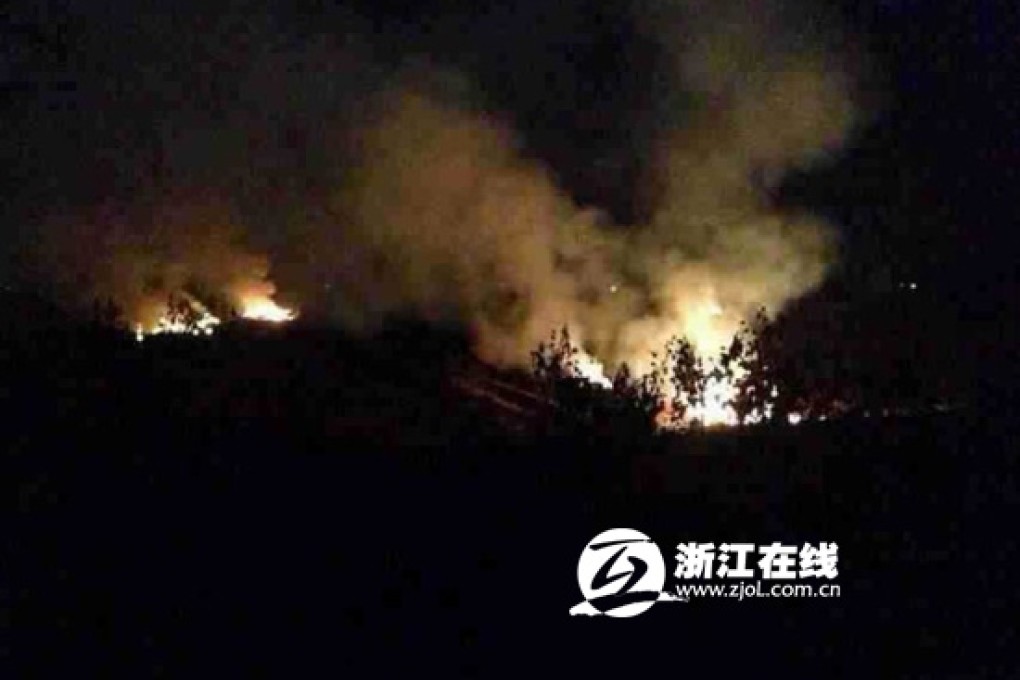 A photo of the crashed plane carried by China's state media