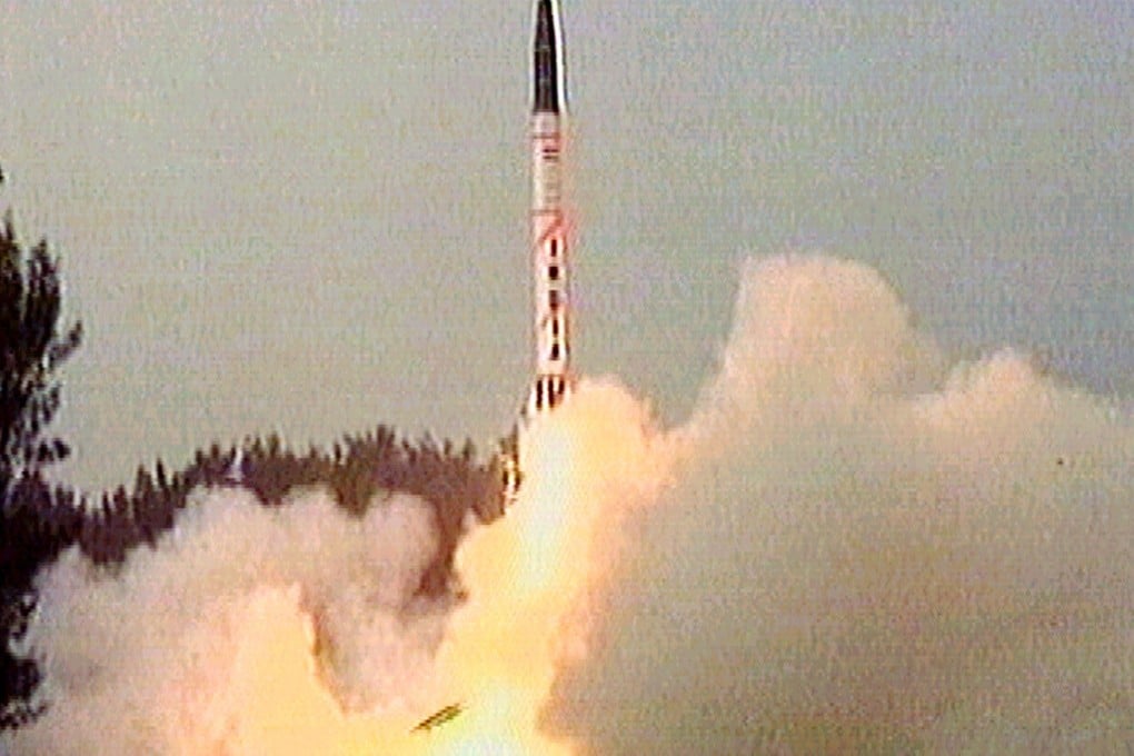 A nuclear-capable Agni missile is tested in India. Photo: Reuters