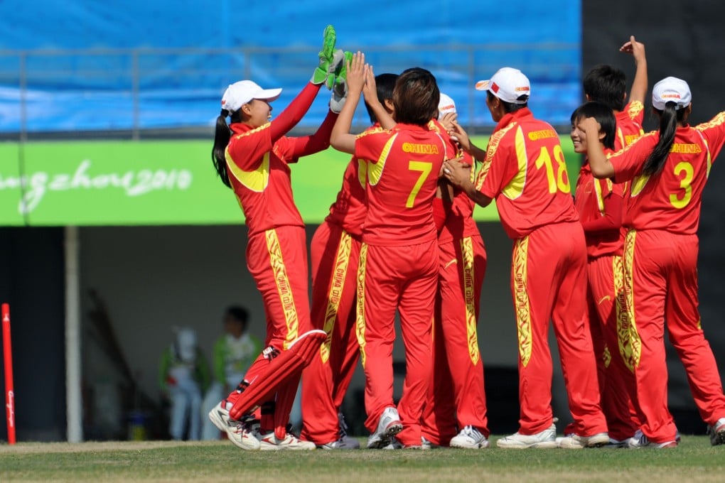 Chinese women players celebrating during the 16th Asian Games in Guangzhou. Photo: AFP