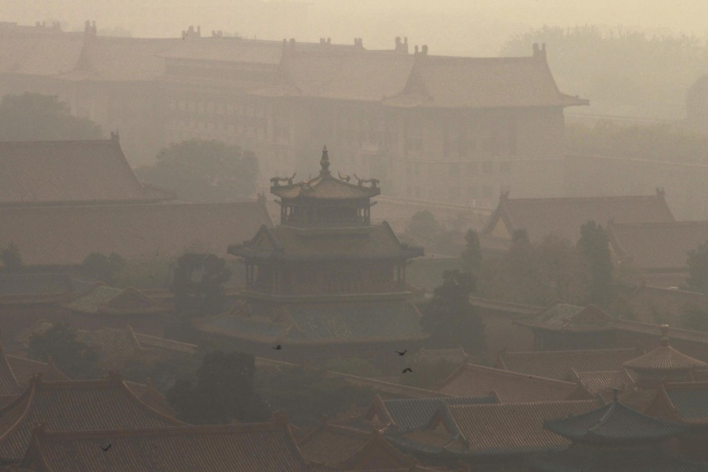 A barely visible Forbidden City in October. Photo: Simon Song