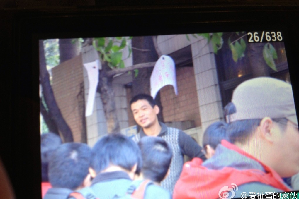 Liu Yuandong speaking at a street protest in a photo shared on Sina Weibo.