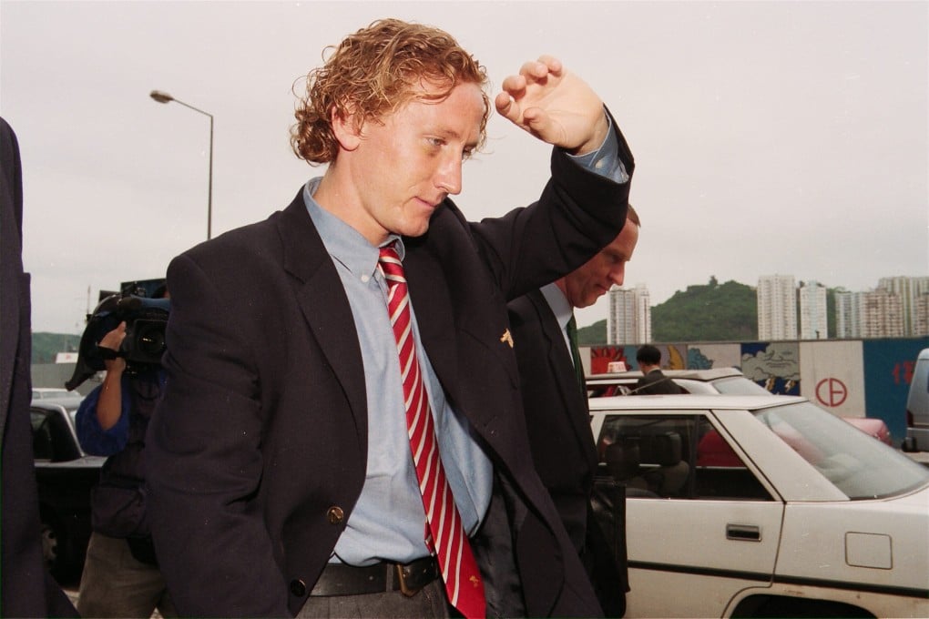 Ray Parlour leaves Eastern Court in Hong Kong in May 1995 after being ordered to pay a HK$4,000 fine and compensation for punching a 65-year-old taxi driver. Photo: SCMP Pictures