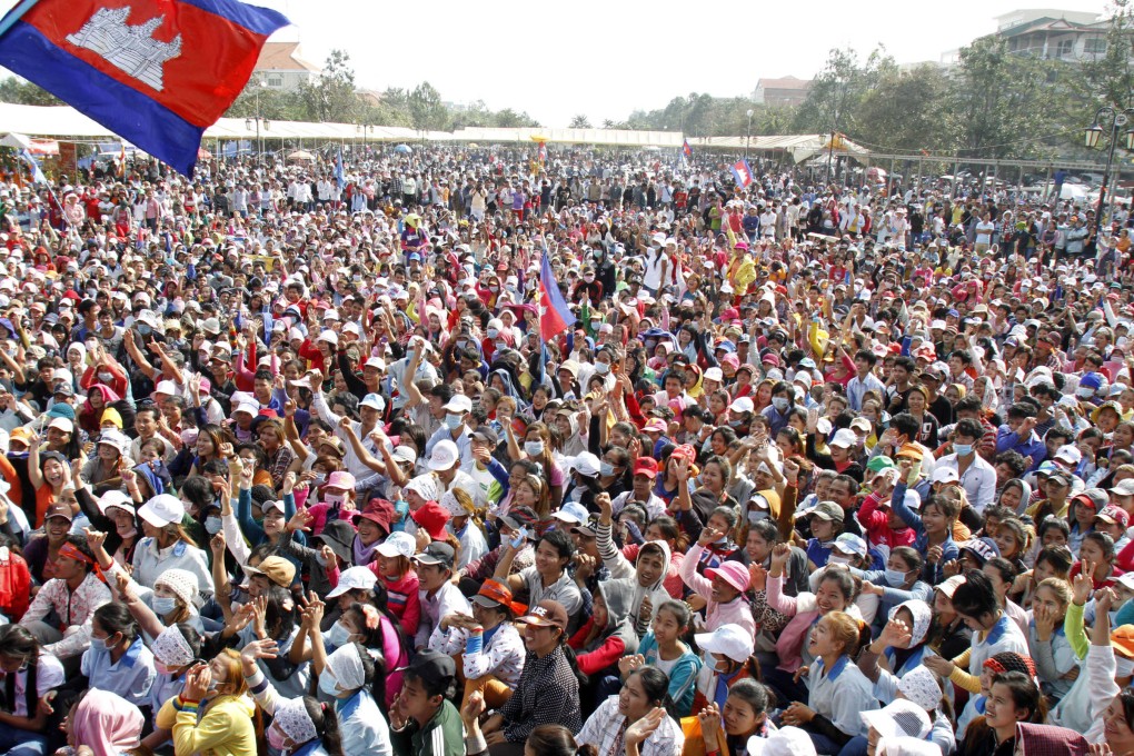 Garment workers in Phnom Penh rally against low wages. Photo: Xinhua