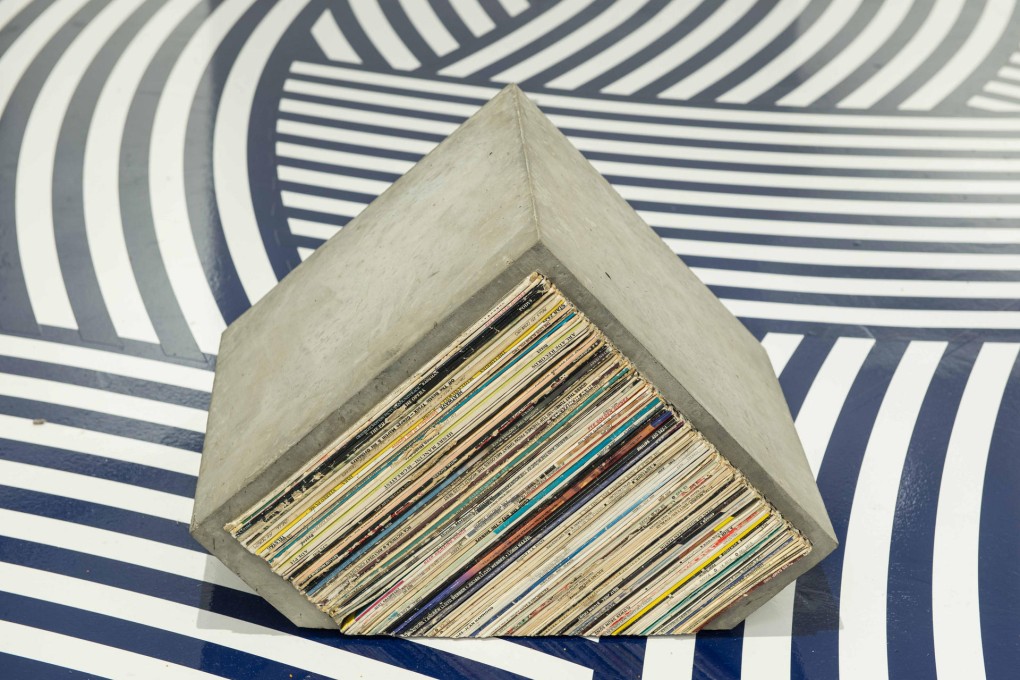 Jim Lambie's installation Sonic Reducer at Pearl Lam Galleries