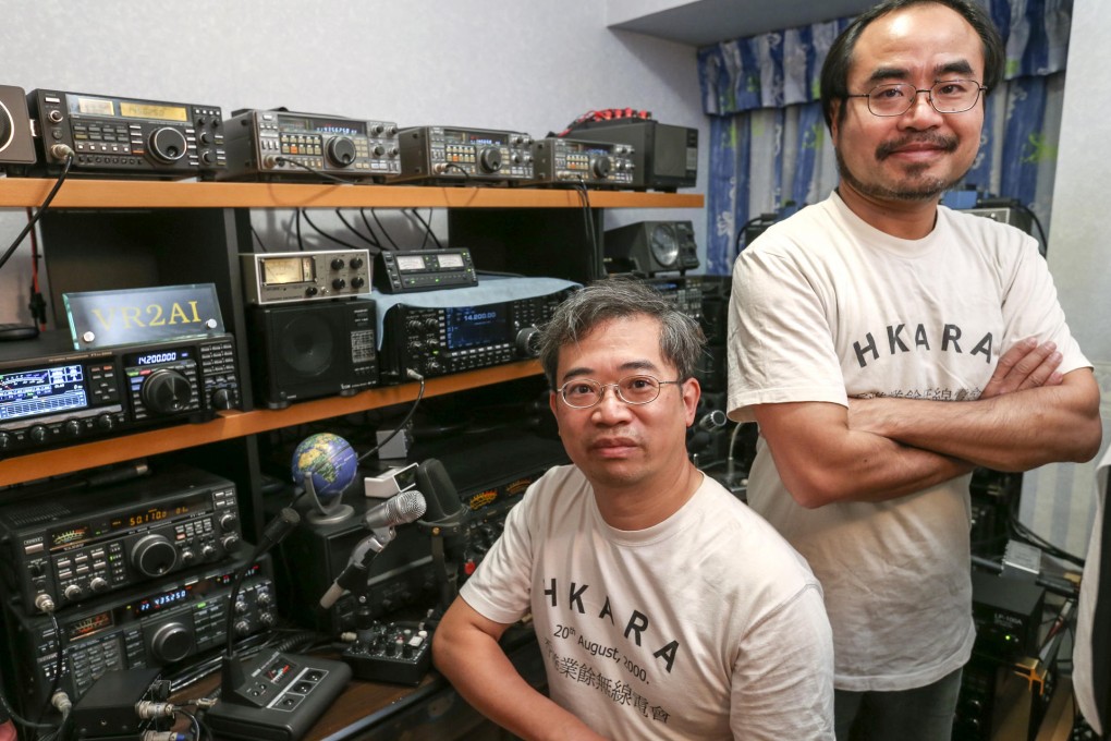 HKARA members Hung Siu-hung (left) and Ho Wing-leung with equipment that can cost up to HK$10,000 a year to maintain. Photo: K.Y. Cheng