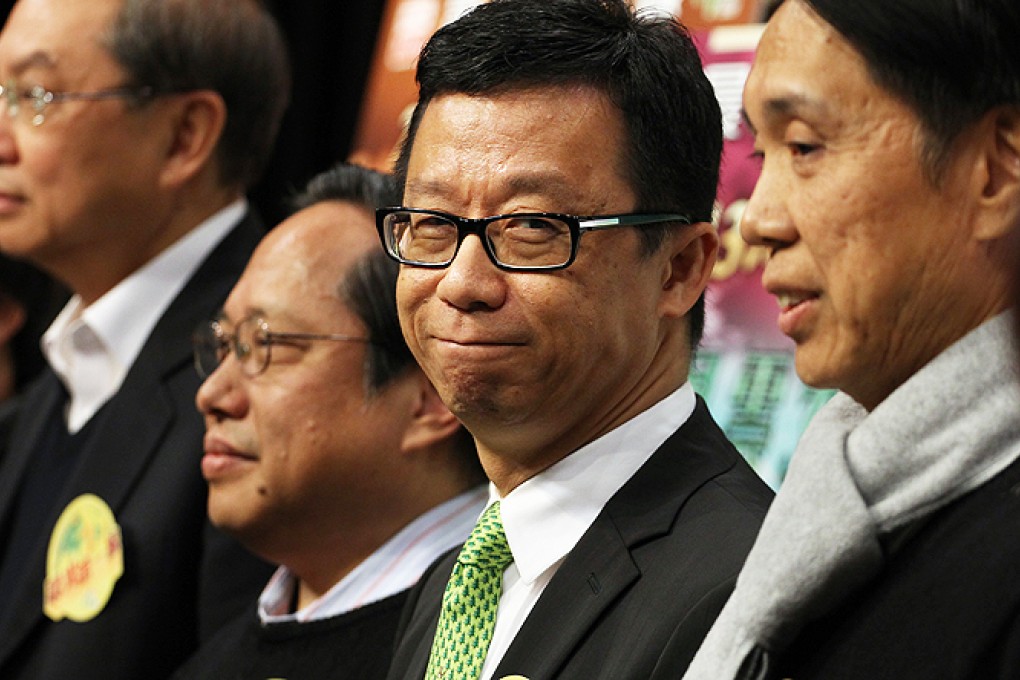 (Left to right) Alliance for True Democracy's Joseph Cheng Yu-shek, lawmaker Albert Ho Chun-yan, HKTV chairman Ricky Wong Wai-kay and Fung Wai-tong,head of RTHK’s Radio 2. Photo: Felix Wong