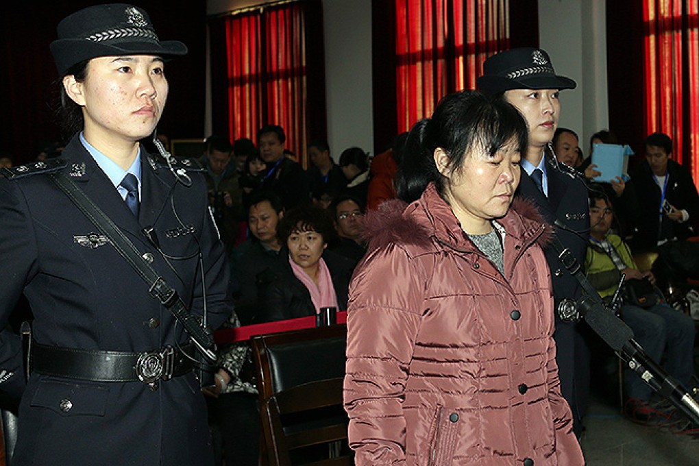 Zhang Shuxia appears at Weinan Intermediate People's Court in Shaanxi province on Monday. Photo: Xinhua