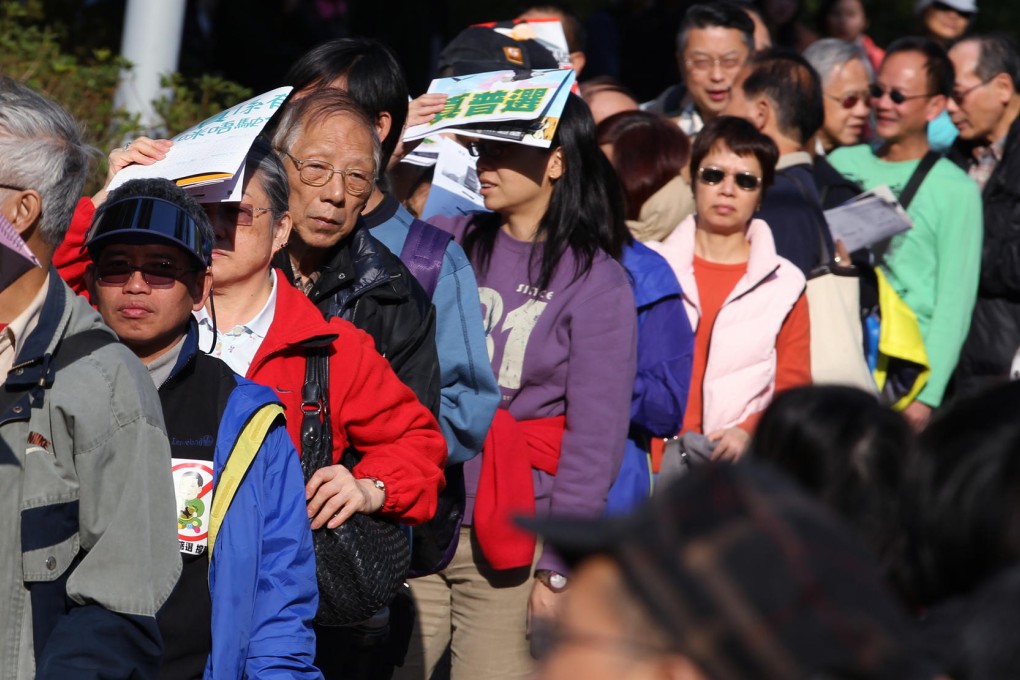 A queue at the polling station. Photo: Nora Tam