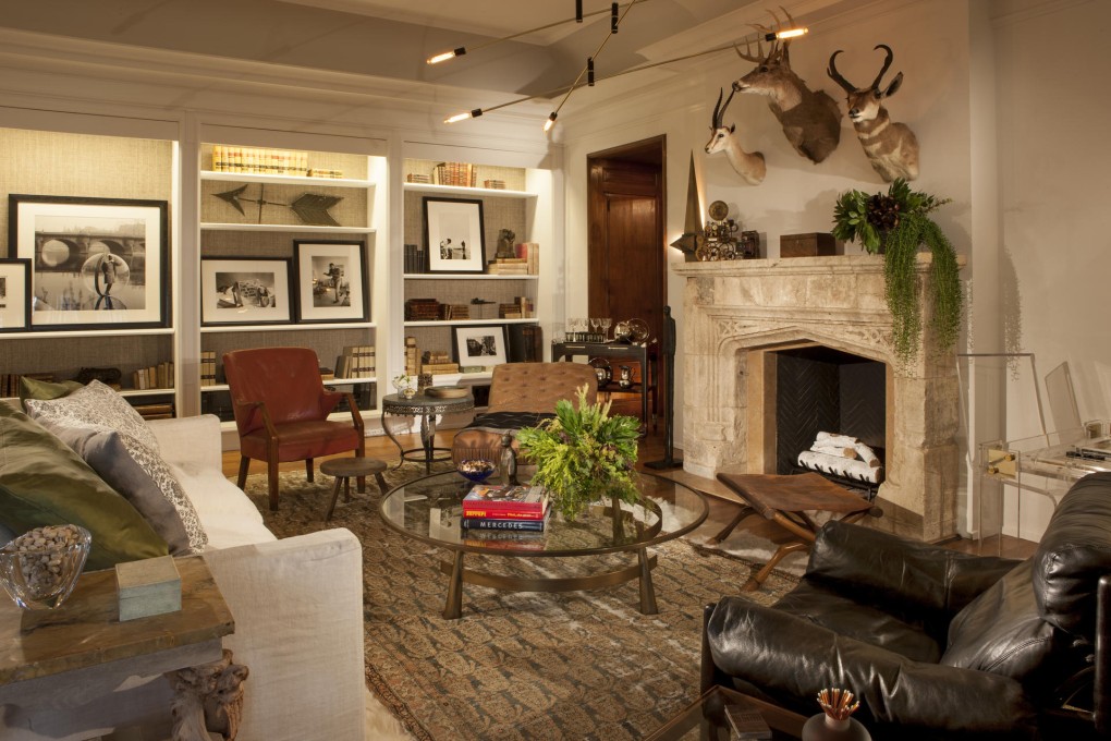 Designers filled Greystone Mansion library in Beverley Hills with objects that exude rustic elegance.