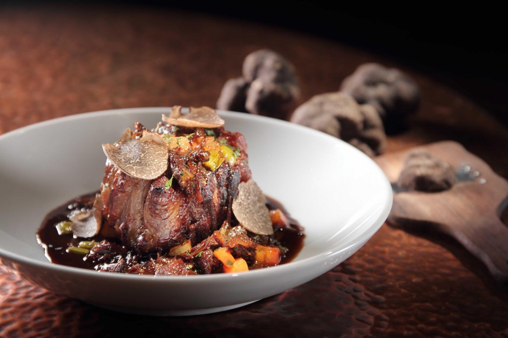 Oxtail casserole with mushrooms, winter vegetables and black Perigord truffle at the Grand Hyatt Steakhouse.