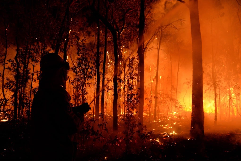 A bushfire burns close to homes in the Blue Mountains, west of Sydney in October last year. Photo: EPA