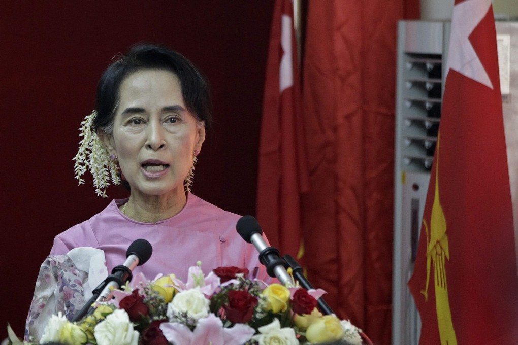 Myanmar opposition leader Aung San Suu Kyi in Yangon on Saturday, Photo: EPA