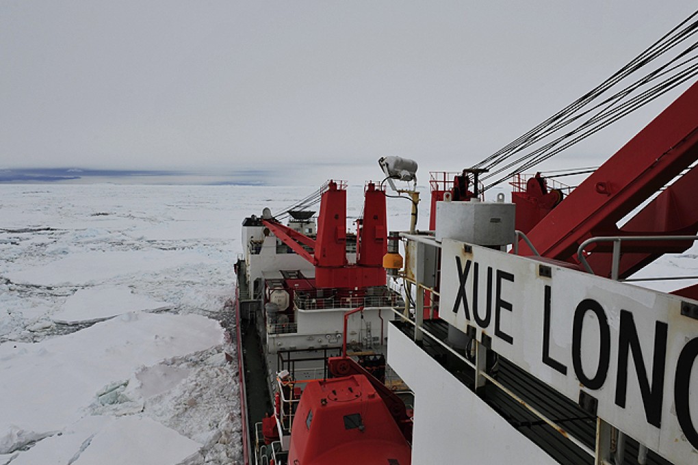 Chinese icebreaker the Xue Long, or Snow Dragon, in floes off Antarctica. Photo: Xinhua