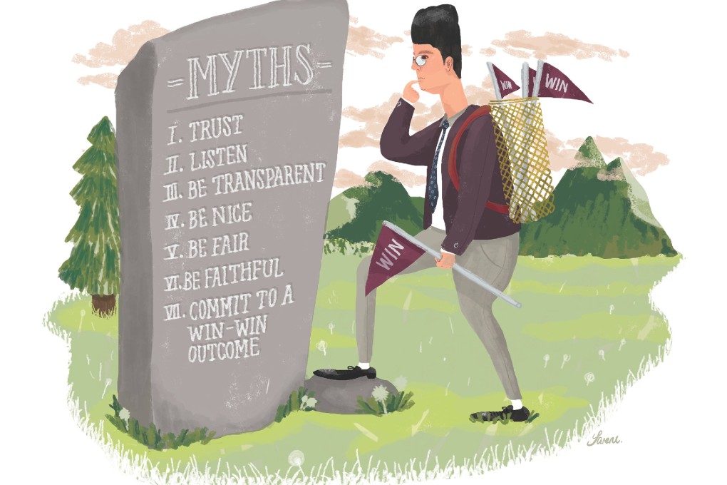 Relying on myths could weaken the position of a  negotiator seeking a win-win outcome. Illustration: Sarene Chan