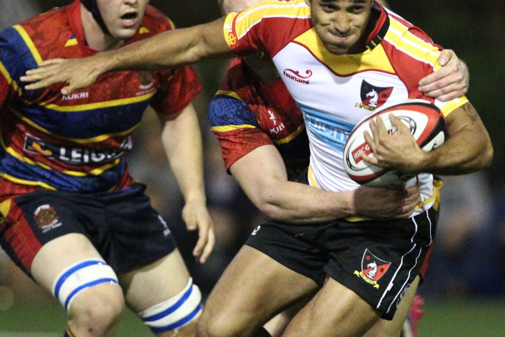 Fly-half Ben Rimene – the scorer of all 21 Valley points – attempts to break free from a Ben Wheatley tackle. Photo: Jonathan Wong
