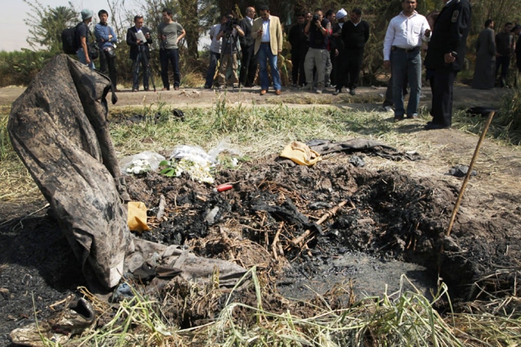 The site where a hot air balloon exploded and plunged to earth during a sunrise flight in Luxor, Egypt. Photo: Sam Tsang