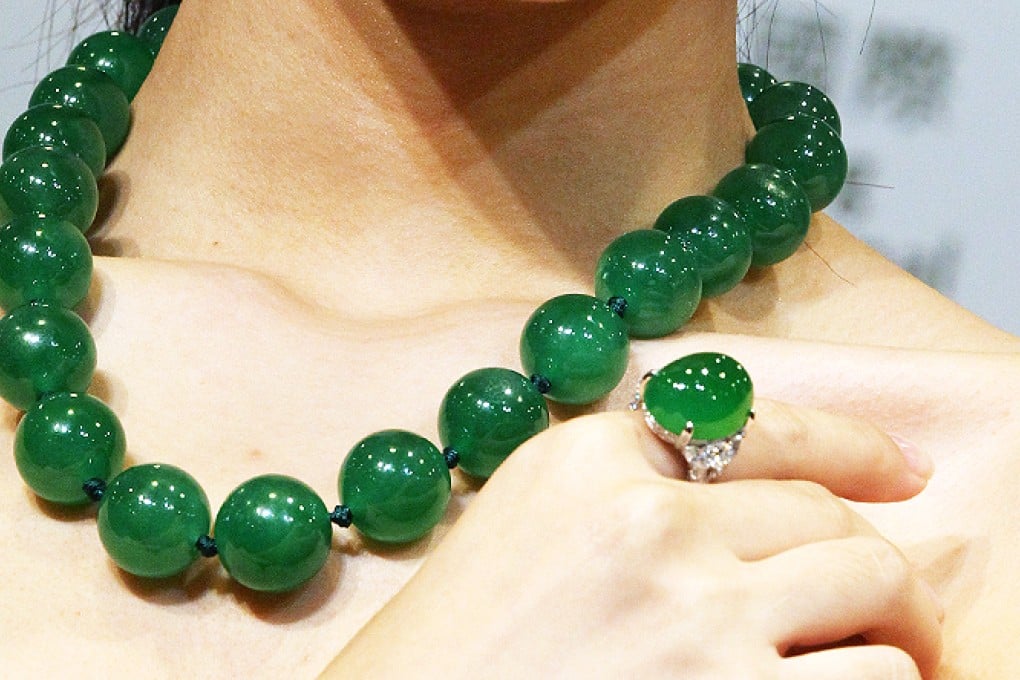 A rare twenty-three jadeite bead necklace, estimated to be worth over HK$80 million. Photo: SCMP Pictures