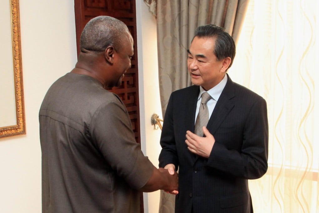 Wang Yi meets President John Mahama of Ghana. Photo: AFP
