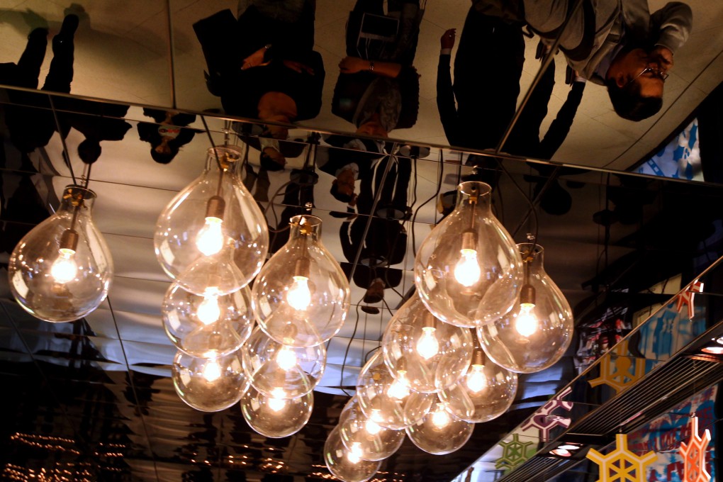 Light decorations are seen at Queensway Plaza in Admiralty. Photo: Felix Wong