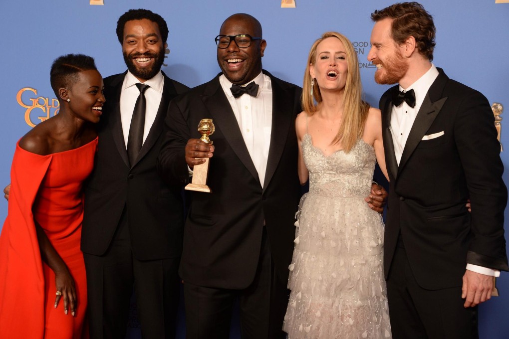 12 Years A Slave stars Lupita Nyong'o and Chiwetel Ejiofor, director Steve McQueen, Sarah Paulson and Michael Fassbender. Photo: AFP