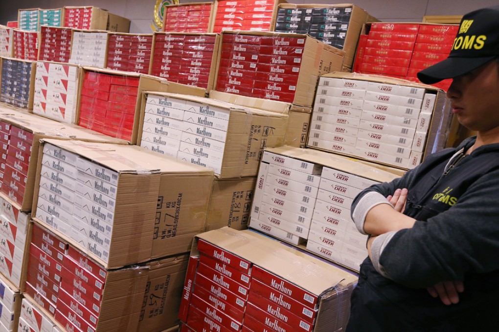 About HK$10 million worth of illegal cigarettes were seized during a raid last month. Photo: David Wong