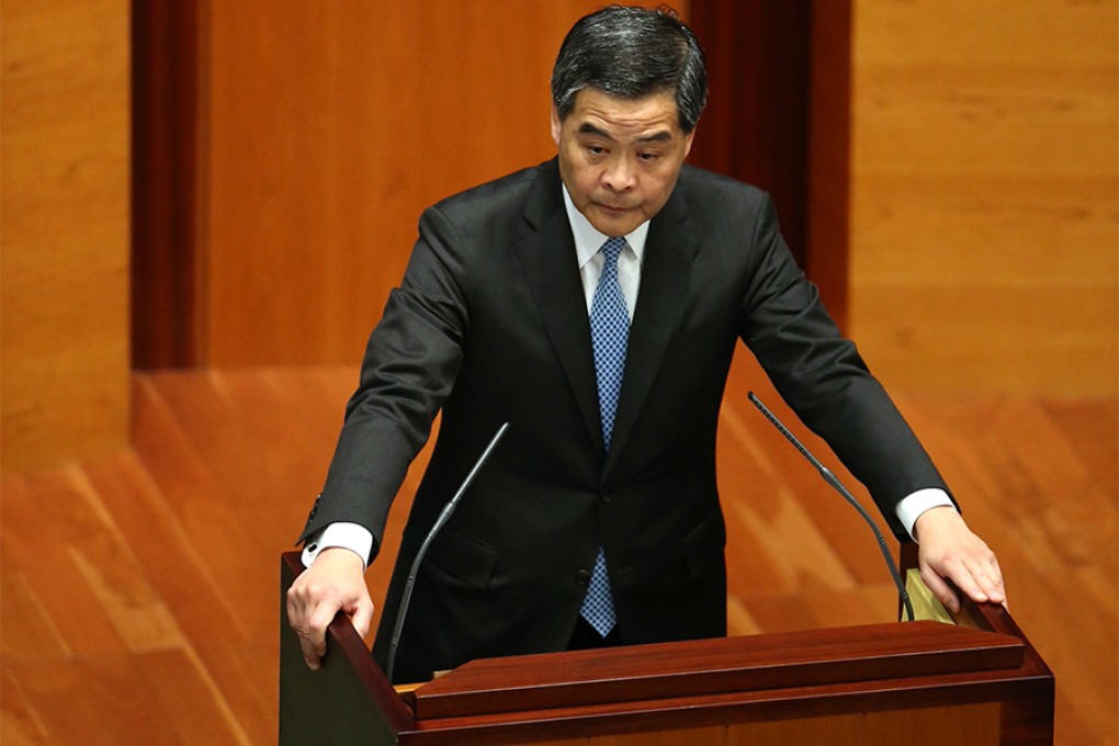 CY Leung gives his second policy address. Photo: K. Y. Cheng/SCMP