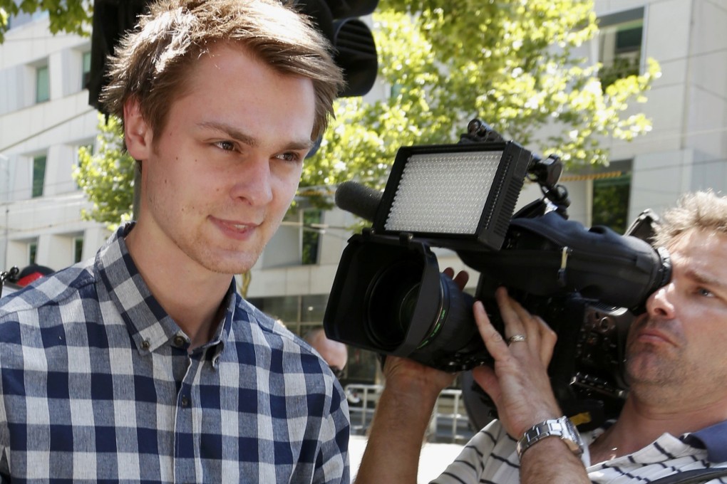 Daniel Dobson, a 22-year-old Briton, leaves Melbourne Magistrates court on Thursday after being arrested following a match at the Australian Open on Tuesday. He was charged with illegal courtside betting. Photo: Reuters