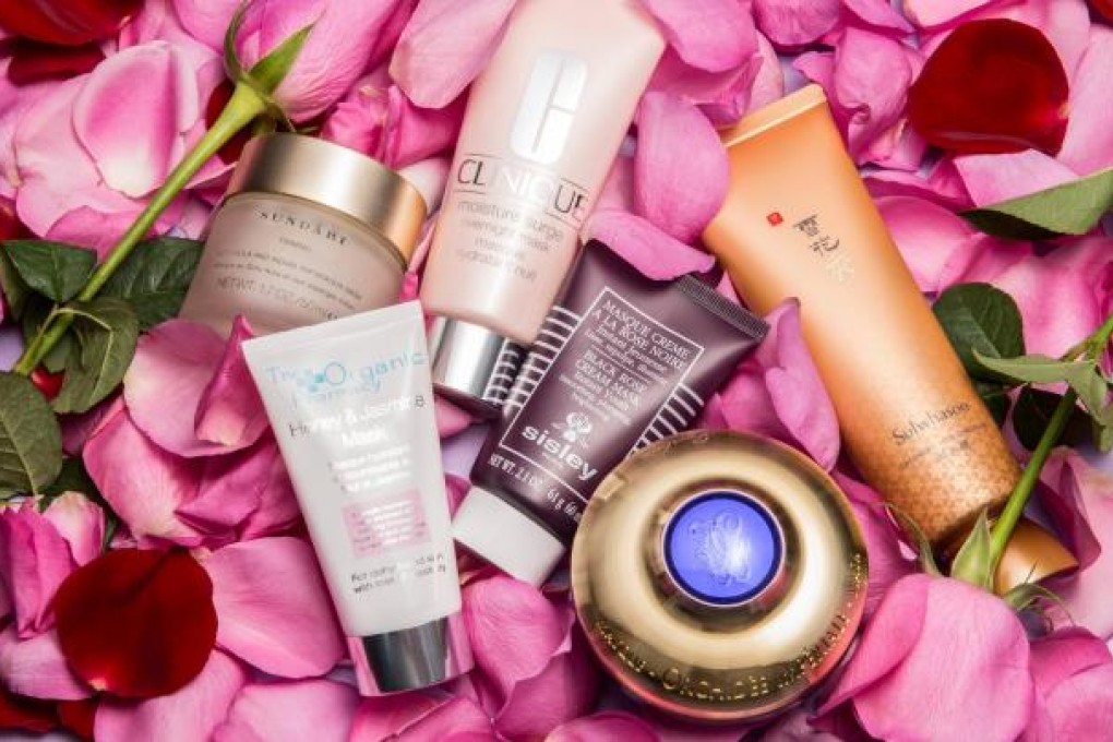 From left: Sundari Gotu Kola and Indian Asparagus Mask (HK$1,240), The Organic Pharmacy Honey & Jasmine Mask (HK$680), Clinique Moisture Surge Overnight Mask (HK$290), Sisley Black Rose Cream Mask (HK$1,050), Guerlain Orchidée Impériale Mask (HK$2,740), Sulwhasoo Overnight Vitalizing Mask (HK$350). Styling: Vanessa Torstensson. Photo: Red Dog Studio