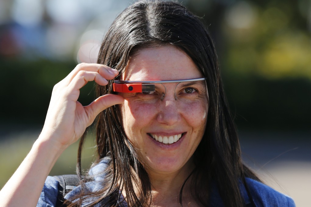 Cecilia Abadie wears her Google Glass device. Photo: Reuters