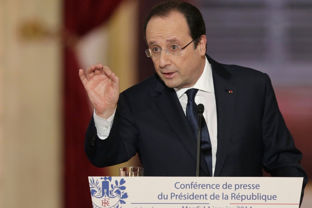 French President Francois Hollande during a press conference at the Elysee Palace in Paris on Tuesday. Photo: Reuters