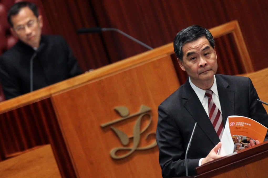 Chief Executive Leung Chun-ying in a question & answer session on his policy address at the Legislative Council.