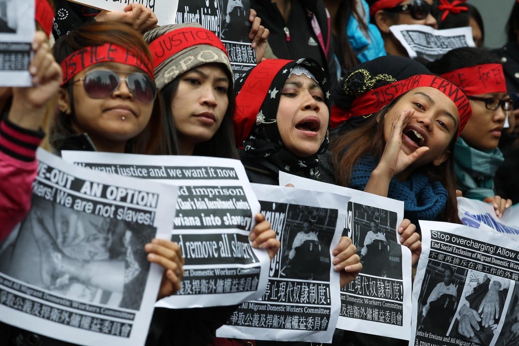 Protesters march to support Erwiana. Photo: Nora Tam