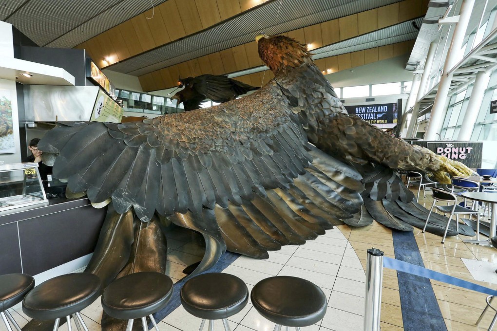 A giant eagle sculpture promoting home-grown hero Peter Jackson's The Hobbit trilogy took a tumble at Wellington Airport. Photo: AP