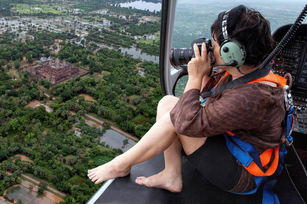 A helicopter flight over Angkor