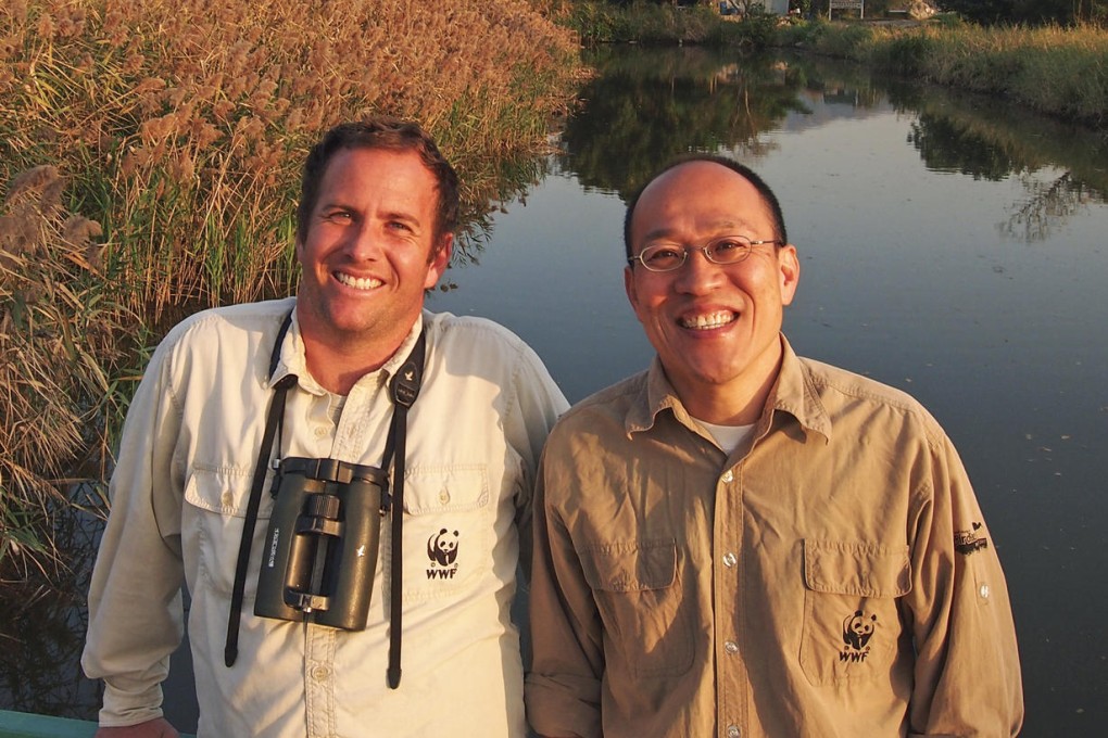 Mai Po centre manager Mathew Cheng (right) and habitat management and monitoring manager John Allcock. Photo: Martin Williams