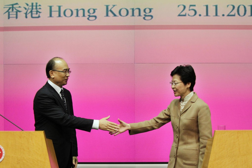 When Xu Qin met Carrie Lam they agreed to set up a joint team to investigate the impact of the fire at the landfill site. Photo: Sam Tsang