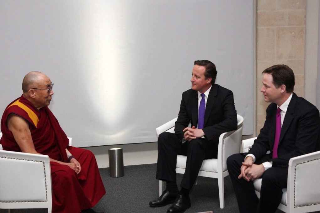 Sino-UK ties were strained for about a year after British Prime Minister David Cameron met the Dalai Lama in 2012. Photo: EPA
