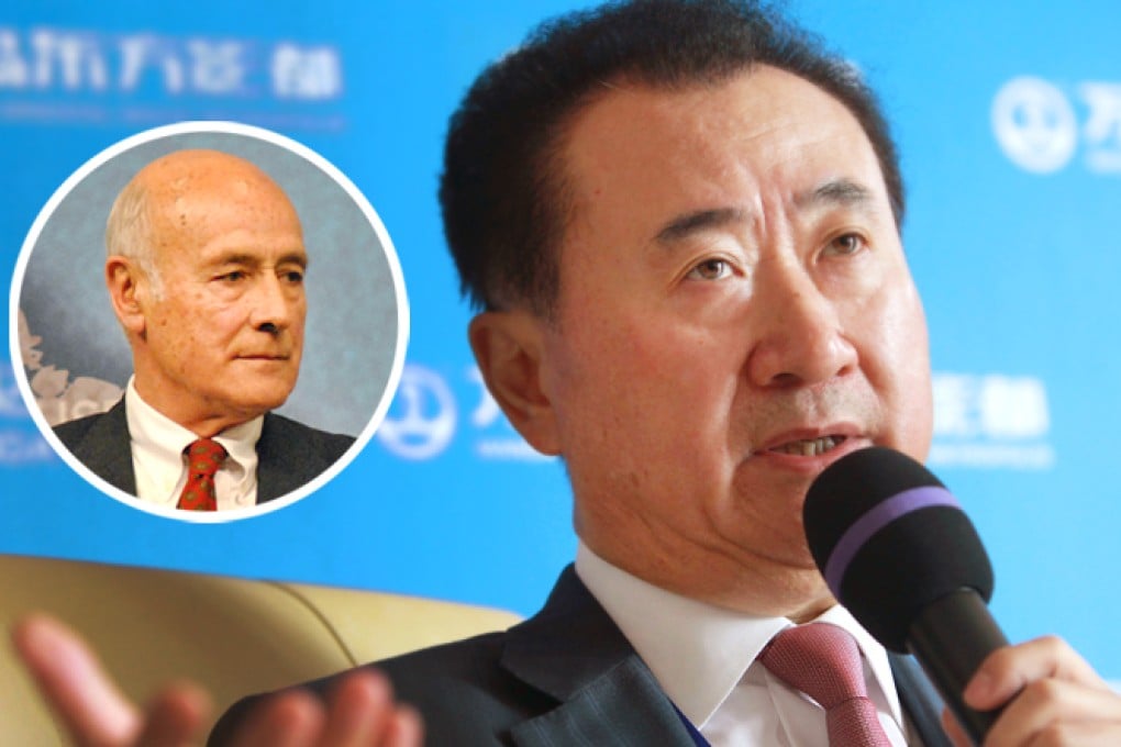 Wanda Group chairman Wang Jianlin and Joseph Nye (insert) both spoke in Davos on Thursday. Photo: SCMP Pictures
