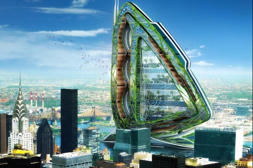 Architect Vincent Callebaut's vision of Dragonfly - a self-sustaining high-rise on New York's Roosevelt Island. Photo: SCMP