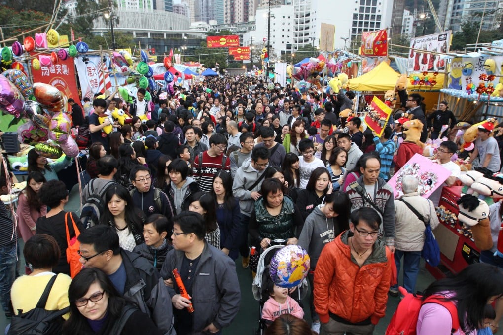 There was a festive atmosphere and plenty of cheekiness, with stalls offering everything from novelty toilet rolls to clothing and helium balloons. Photo: Felix Wong