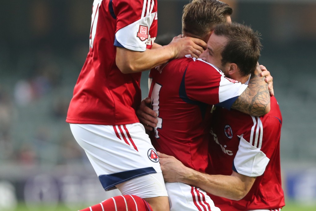 South China's Andrew Barisic (top) hopes to inspire his teammates when they face Tampines Rovers in the opening game of the Asian Champions League qualifiers in Singapore. Photo: K. Y. Cheng
